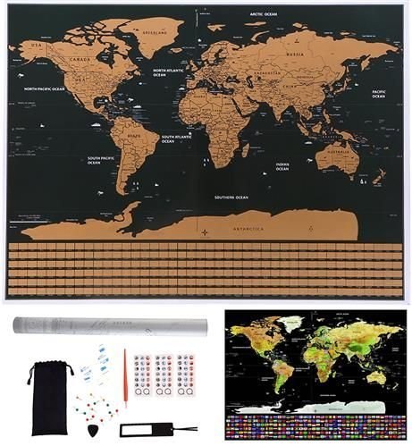 Mapa świata - zdrapka z flagami + akcesoria Mapa świata - zdrapka z flagami + akcesoria
