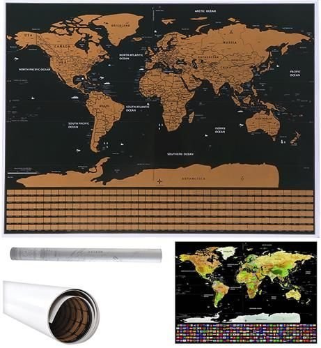Mapa świata - zdrapka z flagami Mapa świata - zdrapka z flagami