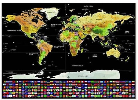 Mapa świata - zdrapka z flagami Mapa świata - zdrapka z flagami