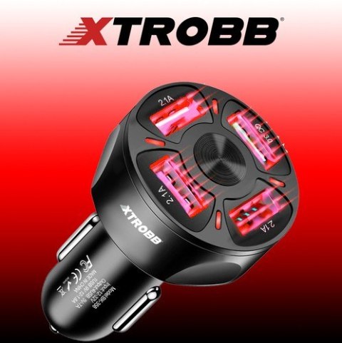 Ładowarka samochodowa 4x USB + kabel Xtrobb 19907 Ładowarka samochodowa 4x USB + kabel Xtrobb 19907