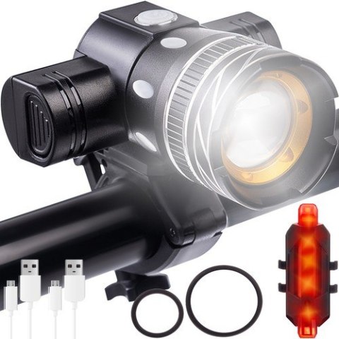 Lampka rowerowa T6 USB + tylne światło Lampka rowerowa T6 USB + tylne światło