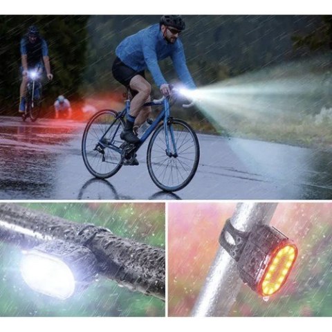 Lampa rowerowa + tylne światło Trizand 24003 Lampa rowerowa + tylne światło Trizand 24003