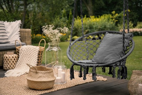 FOTEL WISZĄCY BOHO HUŚTAWKA OGRODOWA BOCIANIE GNIAZDO SZARE FOTEL WISZĄCY BOHO HUŚTAWKA OGRODOWA BOCIANIE GNIAZDO SZARE
