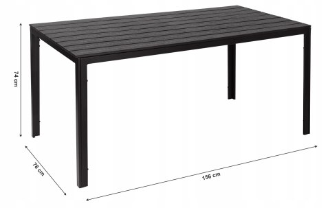 STÓŁ OGRODOWY 6 OSOBOWY 156 X 78CM POLYWOOD MEBLE NA TARAS CZARNY STÓŁ OGRODOWY 6 OSOBOWY 156 X 78CM POLYWOOD MEBLE NA TARAS CZARNY