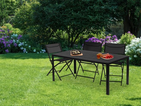 STÓŁ OGRODOWY 6 OSOBOWY 156 X 78CM POLYWOOD MEBLE NA TARAS CZARNY STÓŁ OGRODOWY 6 OSOBOWY 156 X 78CM POLYWOOD MEBLE NA TARAS CZARNY