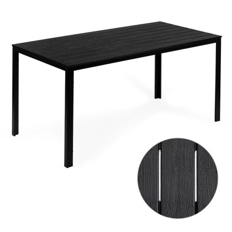 STÓŁ OGRODOWY 6 OSOBOWY 156 X 78CM POLYWOOD MEBLE NA TARAS CZARNY STÓŁ OGRODOWY 6 OSOBOWY 156 X 78CM POLYWOOD MEBLE NA TARAS CZARNY