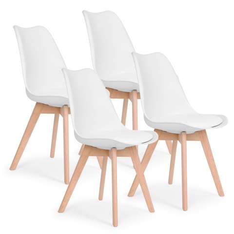 ZESTAW 4 KRZESEŁ DO SALONU JADALNI Z PODUSZKĄ BIAŁE MODERNHOME ZESTAW 4 KRZESEŁ DO SALONU JADALNI Z PODUSZKĄ BIAŁE MODERNHOME