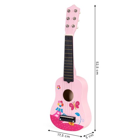 GITARA DLA DZIECI DREWNIANA METALOWE STRUNY KOSTKA- RÓŻOWA ECOTOYS GITARA DLA DZIECI DREWNIANA METALOWE STRUNY KOSTKA- RÓŻOWA ECOTOYS