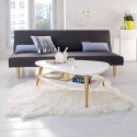 NOWOCZESNY STOLIK KAWOWY PÓŁKA DREWNIANE NOGI MODERNHOME BIAŁY