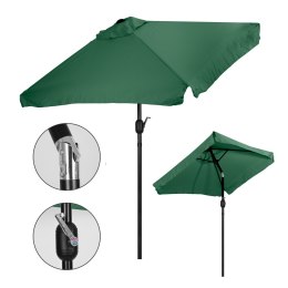 PROSTOKĄTNY DUŻY PARASOL OGRODOWY SKOŚNY ŁAMANY Z KORBĄ ZIELONY 200 X 140 CM
