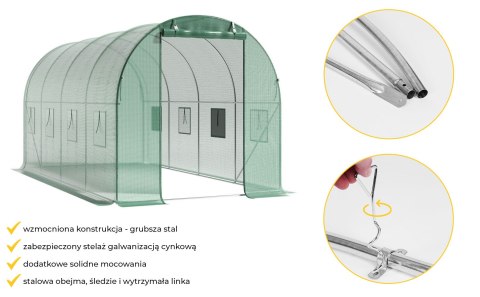 SZKLARNIA TUNEL OGRODOWY FOLIOWY WIELOSEZONOWY METALOWY STELAŻ ZIELONA FOLIA 4.5X2X2M SZKLARNIA TUNEL OGRODOWY FOLIOWY WIELOSEZONOWY METALOWY STELAŻ ZIELONA FOLIA 4.5X2X2M