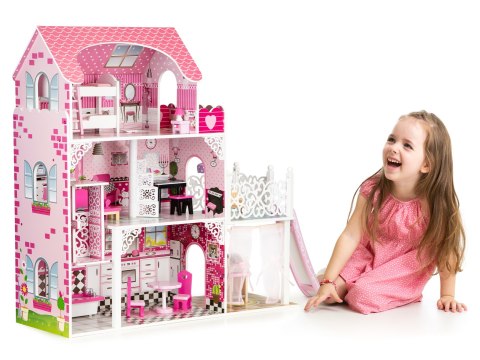 DREWNIANY DOMEK DLA LALEK Z WINDĄ XXL ZJEŻDŻALNIA ECOTOYS DREWNIANY DOMEK DLA LALEK Z WINDĄ XXL ZJEŻDŻALNIA ECOTOYS