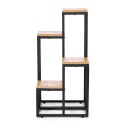 KWIETNIK REGAŁ NA KWIATY OZDOBY 4 PÓŁKI METAL MDF JASNY ORZECH MODERNHOME