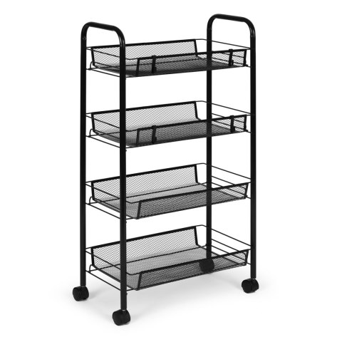 METALOWY REGAŁ MOBLINY ŁAZIENKOWY Z 4 PÓŁKAMI KÓŁKA CZARNY MODERNHOME METALOWY REGAŁ MOBLINY ŁAZIENKOWY Z 4 PÓŁKAMI KÓŁKA CZARNY MODERNHOME