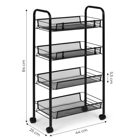 METALOWY REGAŁ MOBLINY ŁAZIENKOWY Z 4 PÓŁKAMI KÓŁKA CZARNY MODERNHOME METALOWY REGAŁ MOBLINY ŁAZIENKOWY Z 4 PÓŁKAMI KÓŁKA CZARNY MODERNHOME