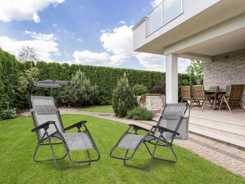 LEŻAK OGRODOWY PLAŻOWY REGULACJA OPARCIA RUCHOMY DASZEK MODERNHOME - SZARY LEŻAK OGRODOWY PLAŻOWY REGULACJA OPARCIA RUCHOMY DASZEK MODERNHOME - SZARY
