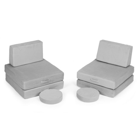 Sofa modułowa duża składana dla dzieci DIY 8 miękkich poduch - szara ECOTOYS Sofa modułowa duża składana dla dzieci DIY 8 miękkich poduch - szara ECOTOYS
