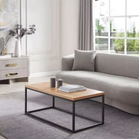 Stół kawowy ława duży brązowy blat metalowy stelaż ModernHome Stół kawowy ława duży brązowy blat metalowy stelaż ModernHome