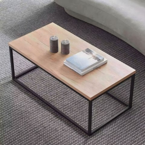 Stół kawowy ława duży brązowy blat metalowy stelaż ModernHome Stół kawowy ława duży brązowy blat metalowy stelaż ModernHome