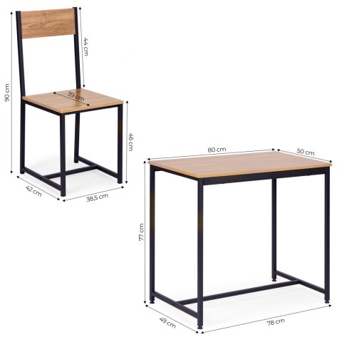 Zestaw komplet mebli stolik 2 krzesła metal MDF Zestaw komplet mebli stolik 2 krzesła metal MDF