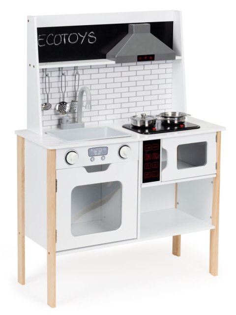 Drewniana kuchnia dla dzieci + dźwięki światełka ECOTOYS Drewniana kuchnia dla dzieci + dźwięki światełka ECOTOYS