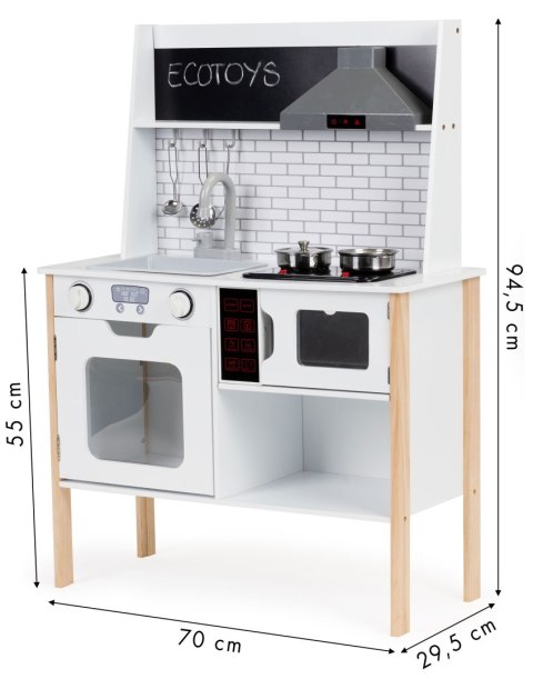Drewniana kuchnia dla dzieci + dźwięki światełka ECOTOYS Drewniana kuchnia dla dzieci + dźwięki światełka ECOTOYS