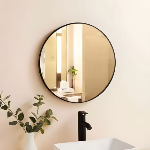 Lustro ścienne 80 cm wiszące nowoczesne czarna rama aluminium ModernHome Lustro ścienne 80 cm wiszące nowoczesne czarna rama aluminium ModernHome