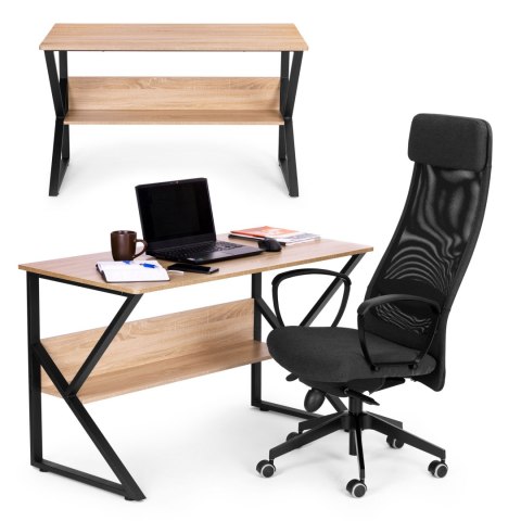 Biurko komputerowe 120 cm jasny dąb z półką gamingowe szkolne ModernHome Biurko komputerowe 120 cm jasny dąb z półką gamingowe szkolne ModernHome