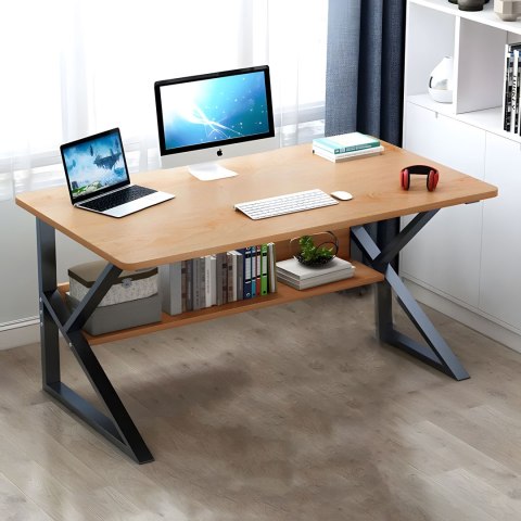 Biurko komputerowe 120 cm jasny dąb z półką gamingowe szkolne ModernHome Biurko komputerowe 120 cm jasny dąb z półką gamingowe szkolne ModernHome