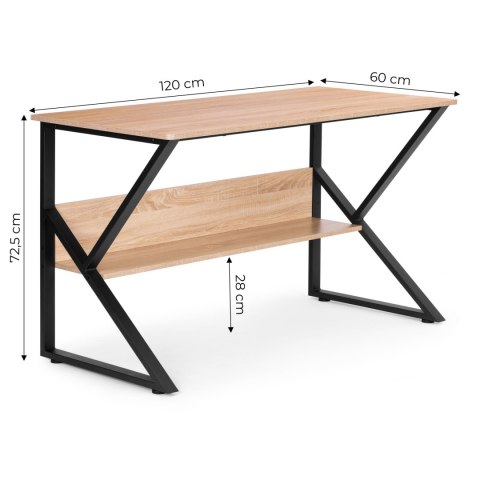 Biurko komputerowe 120 cm jasny dąb z półką gamingowe szkolne ModernHome Biurko komputerowe 120 cm jasny dąb z półką gamingowe szkolne ModernHome