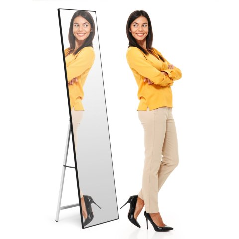 Duże lustro stojące 159 cm aluminium czarna rama ModernHome Duże lustro stojące 159 cm aluminium czarna rama ModernHome
