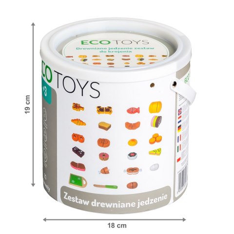 Drewniane jedzenie do krojenia 23 sztuki ECOTOYS Drewniane jedzenie do krojenia 23 sztuki ECOTOYS