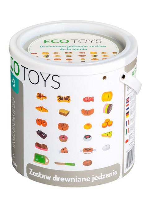 Drewniane jedzenie do krojenia 23 sztuki ECOTOYS Drewniane jedzenie do krojenia 23 sztuki ECOTOYS
