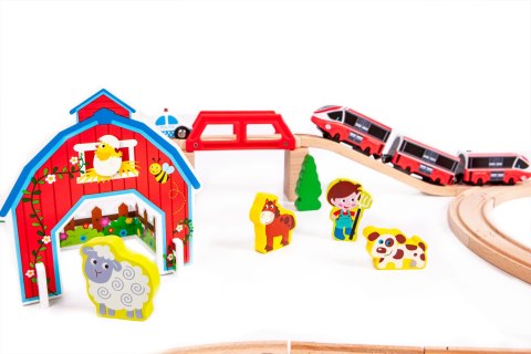Drewniana kolejka tor pociąg na baterie ECOTOYS Drewniana kolejka tor pociąg na baterie ECOTOYS