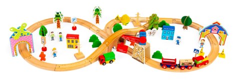 Drewniany pociąg kolejka 74 elementów ECOTOYS Drewniany pociąg kolejka 74 elementów ECOTOYS