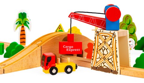 Drewniany pociąg kolejka 74 elementów ECOTOYS Drewniany pociąg kolejka 74 elementów ECOTOYS