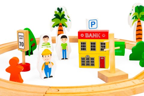 Drewniany pociąg kolejka 74 elementów ECOTOYS Drewniany pociąg kolejka 74 elementów ECOTOYS