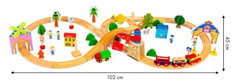 Drewniany pociąg kolejka 74 elementów ECOTOYS Drewniany pociąg kolejka 74 elementów ECOTOYS