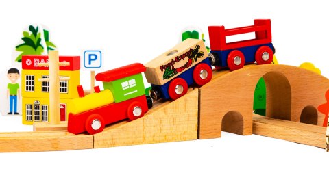 Drewniany pociąg kolejka 74 elementów ECOTOYS Drewniany pociąg kolejka 74 elementów ECOTOYS