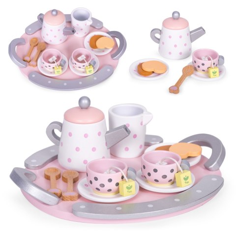 Drewniany zestaw do herbaty filiżanki czajnik 15 elementów ECOTOYS Drewniany zestaw do herbaty filiżanki czajnik 15 elementów ECOTOYS