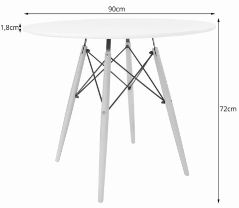 Stolik kawowy nowoczesny skandynawski biały okrągły blat 90cm Stolik kawowy nowoczesny skandynawski biały okrągły blat 90cm