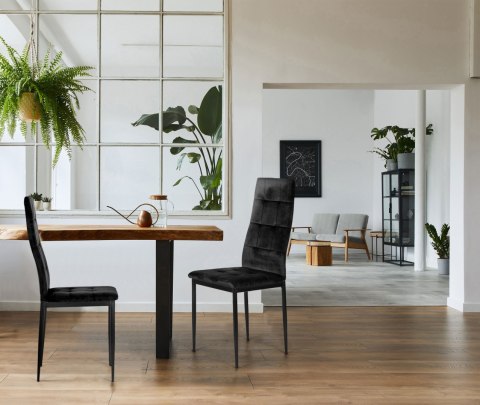 Komplet 4 krzeseł czarne krzesło welurowe do jadalni i salonu ModernHome Komplet 4 krzeseł czarne krzesło welurowe do jadalni i salonu ModernHome