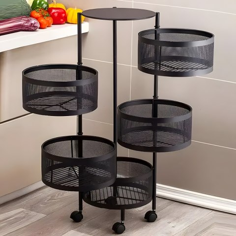 Regał kuchenny pomocnik organizer obrotowe półki 5 poziomów metal ModernHome Regał kuchenny pomocnik organizer obrotowe półki 5 poziomów metal ModernHome