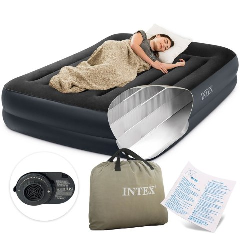 Dmuchany materac łóżko 203x152 cm wbudowana pompka + torba INTEX 64124 Dmuchany materac łóżko 203x152 cm wbudowana pompka + torba INTEX 64124