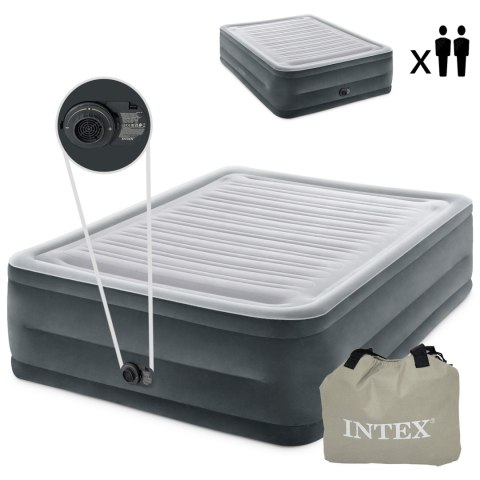 Materac łóżko do spania dwuosobowy z pompką automatyczną - 203x152 cm INTEX 64418 Materac łóżko do spania dwuosobowy z pompką automatyczną - 203x152 cm INTEX 64418