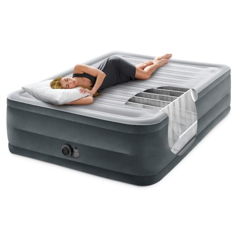 Materac łóżko do spania dwuosobowy z pompką automatyczną - 203x152 cm INTEX 64418 Materac łóżko do spania dwuosobowy z pompką automatyczną - 203x152 cm INTEX 64418