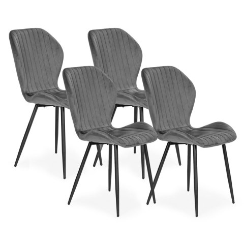 Zestaw 4 krzeseł do salonu jadalni nowoczesne krzesło szary welur ModernHome Zestaw 4 krzeseł do salonu jadalni nowoczesne krzesło szary welur ModernHome