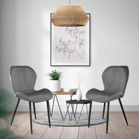 Zestaw 4 krzeseł do salonu jadalni nowoczesne krzesło szary welur ModernHome Zestaw 4 krzeseł do salonu jadalni nowoczesne krzesło szary welur ModernHome