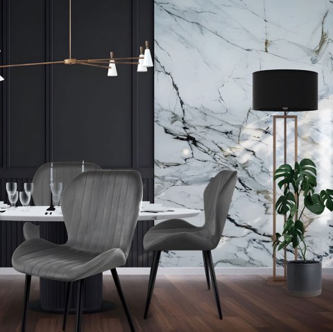 Zestaw 4 krzeseł do salonu jadalni nowoczesne krzesło szary welur ModernHome Zestaw 4 krzeseł do salonu jadalni nowoczesne krzesło szary welur ModernHome