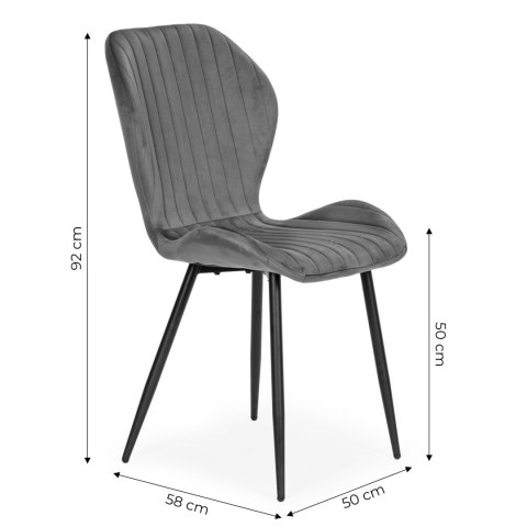 Zestaw 4 krzeseł do salonu jadalni nowoczesne krzesło szary welur ModernHome Zestaw 4 krzeseł do salonu jadalni nowoczesne krzesło szary welur ModernHome